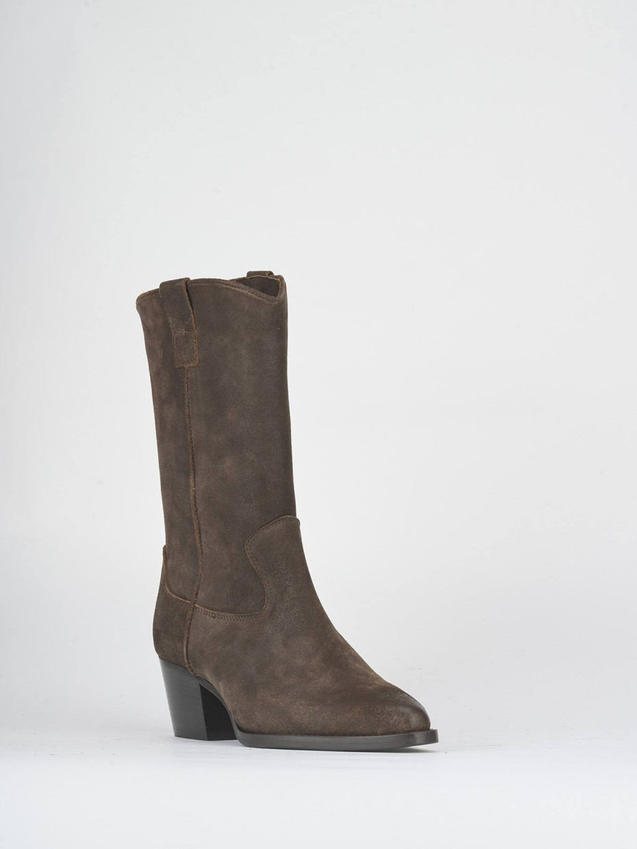 Stivali tacco 5cm camoscio testa
