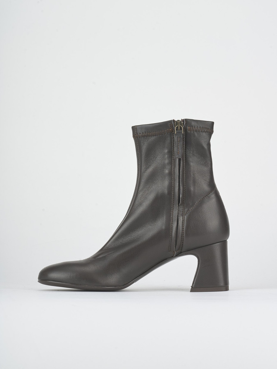 High heel ankle boots heel 5 cm dark brown leather