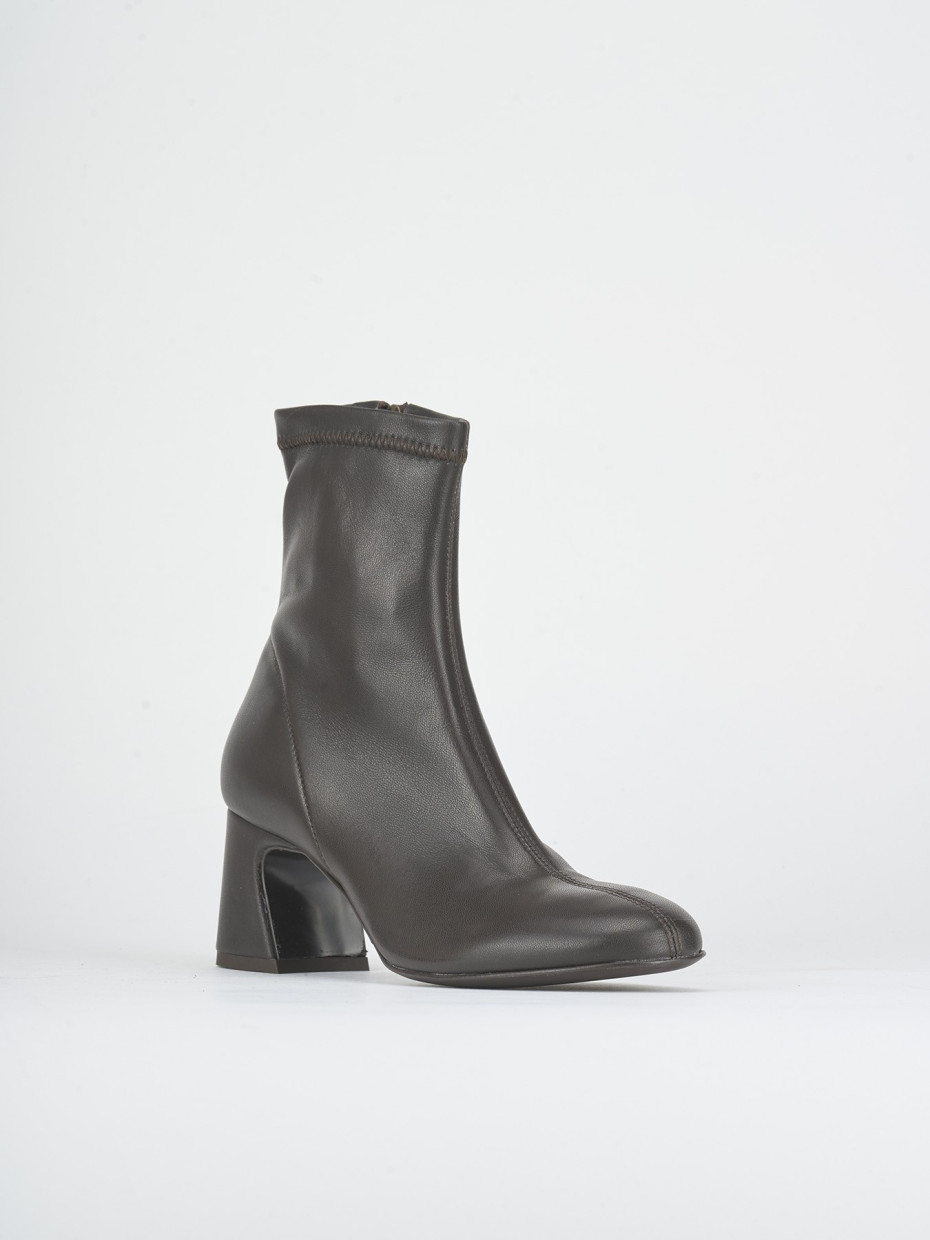 High heel ankle boots heel 5 cm dark brown leather