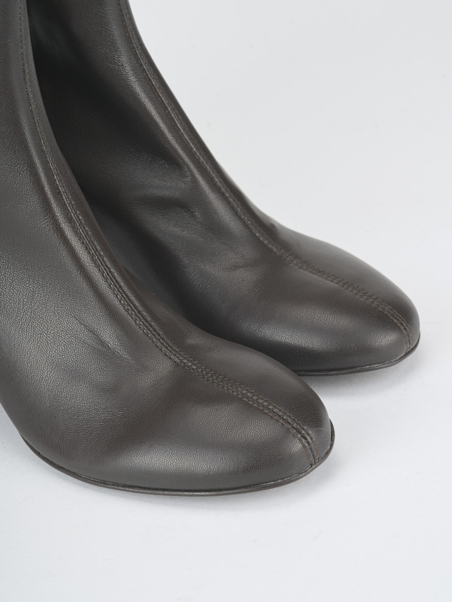 High heel ankle boots heel 5 cm dark brown leather