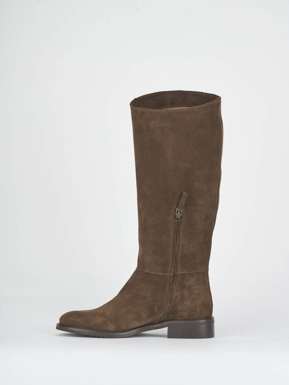 Stivali tacco 3cm camoscio marrone