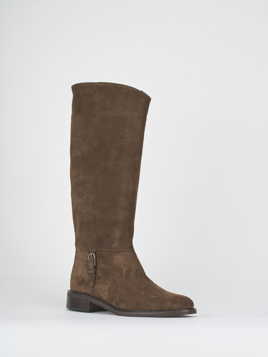 Stivali tacco 3cm camoscio marrone