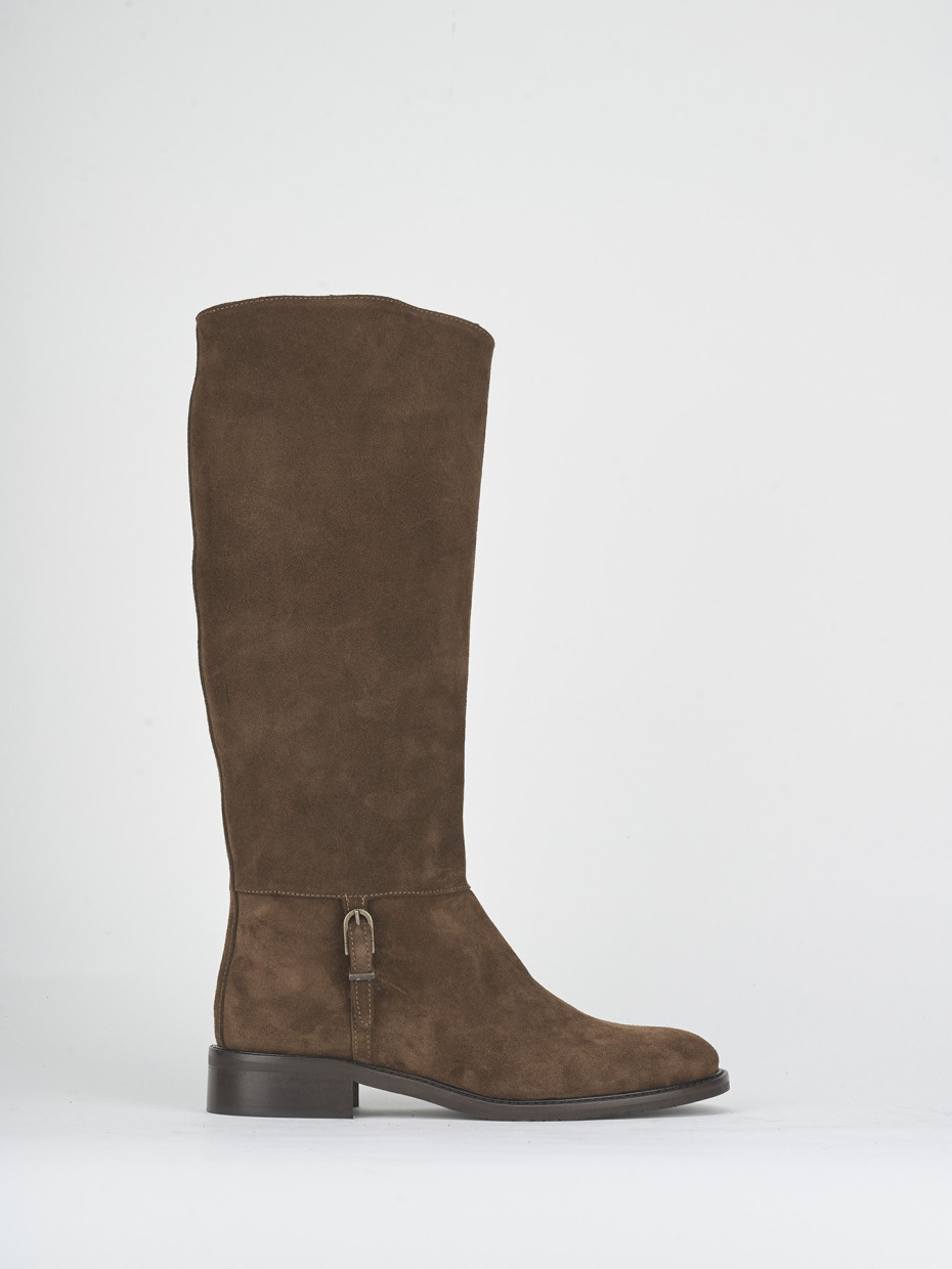 Stivali tacco 3cm camoscio marrone