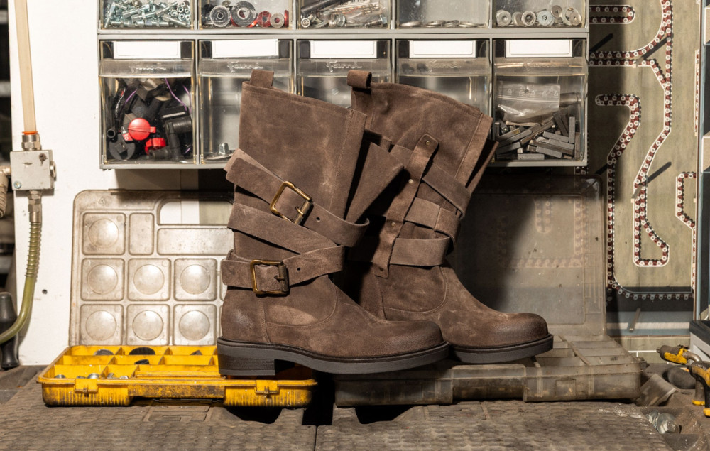 Stivali tacco 2cm camoscio marrone