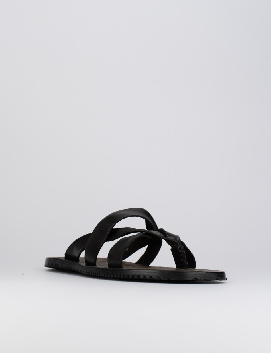 Sandali tacón 1 cm marrón oscuro cuero
