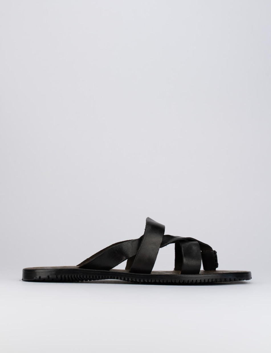 Sandali tacón 1 cm marrón oscuro cuero