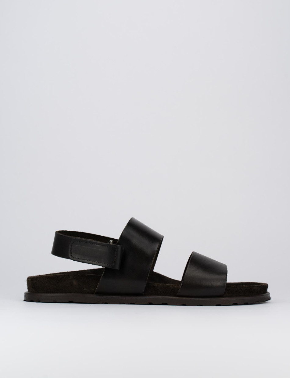 Sandali tacón 1 cm marrón oscuro cuero
