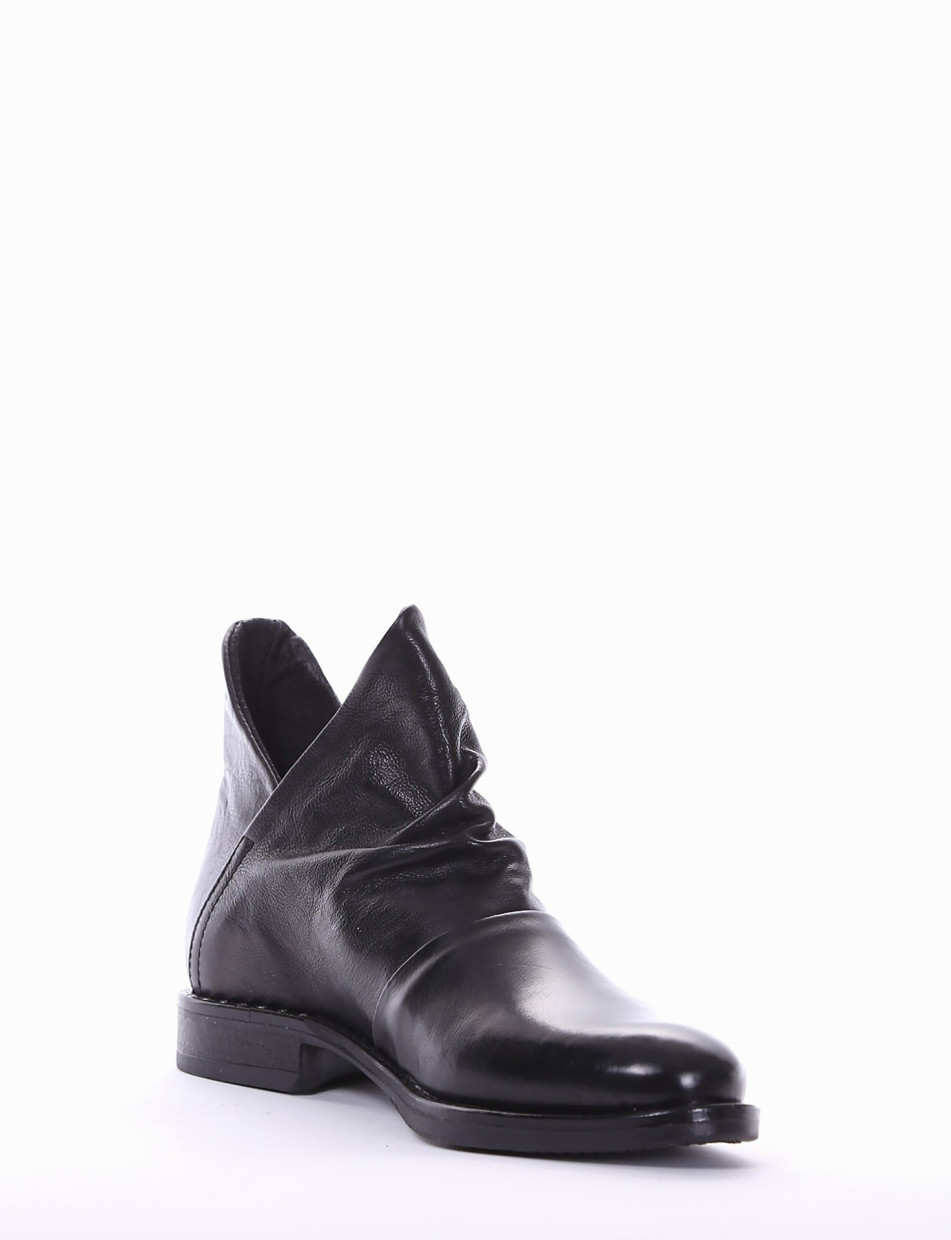 Low heel ankle boots heel 2 cm black leather