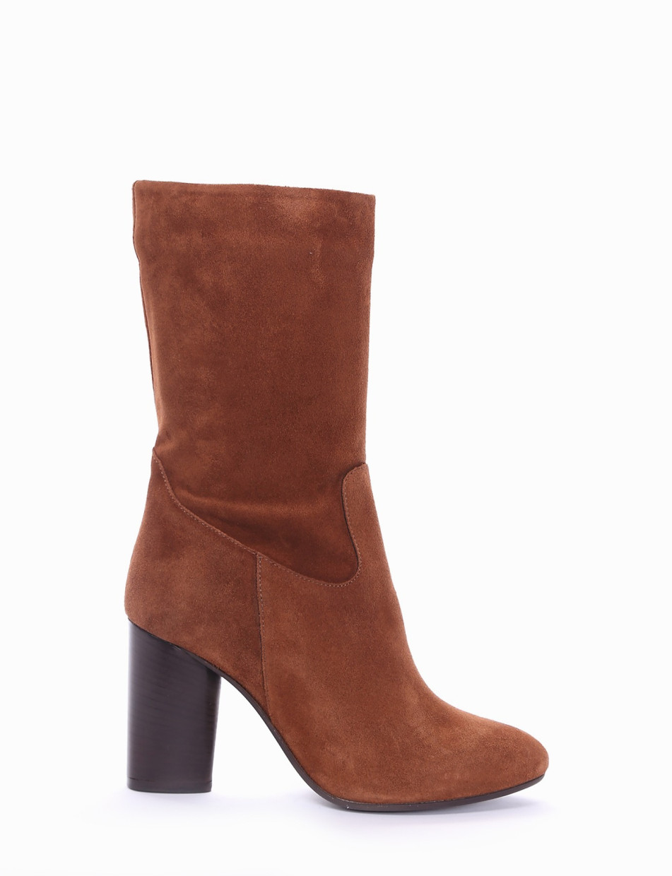 Botines de tacón alto tacón 8 cm marrón ante