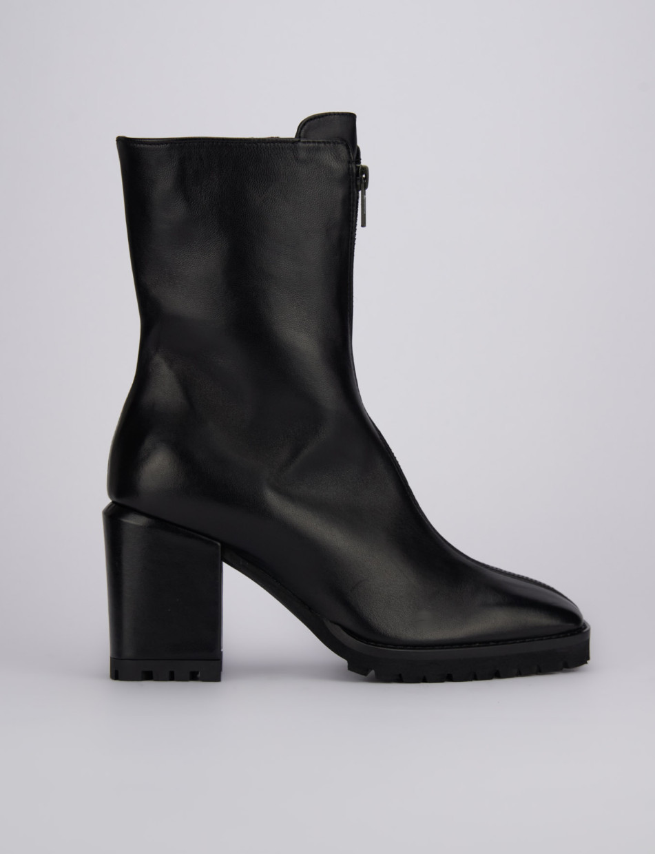 Botines de tacón alto tacón 5 cm negro cuero