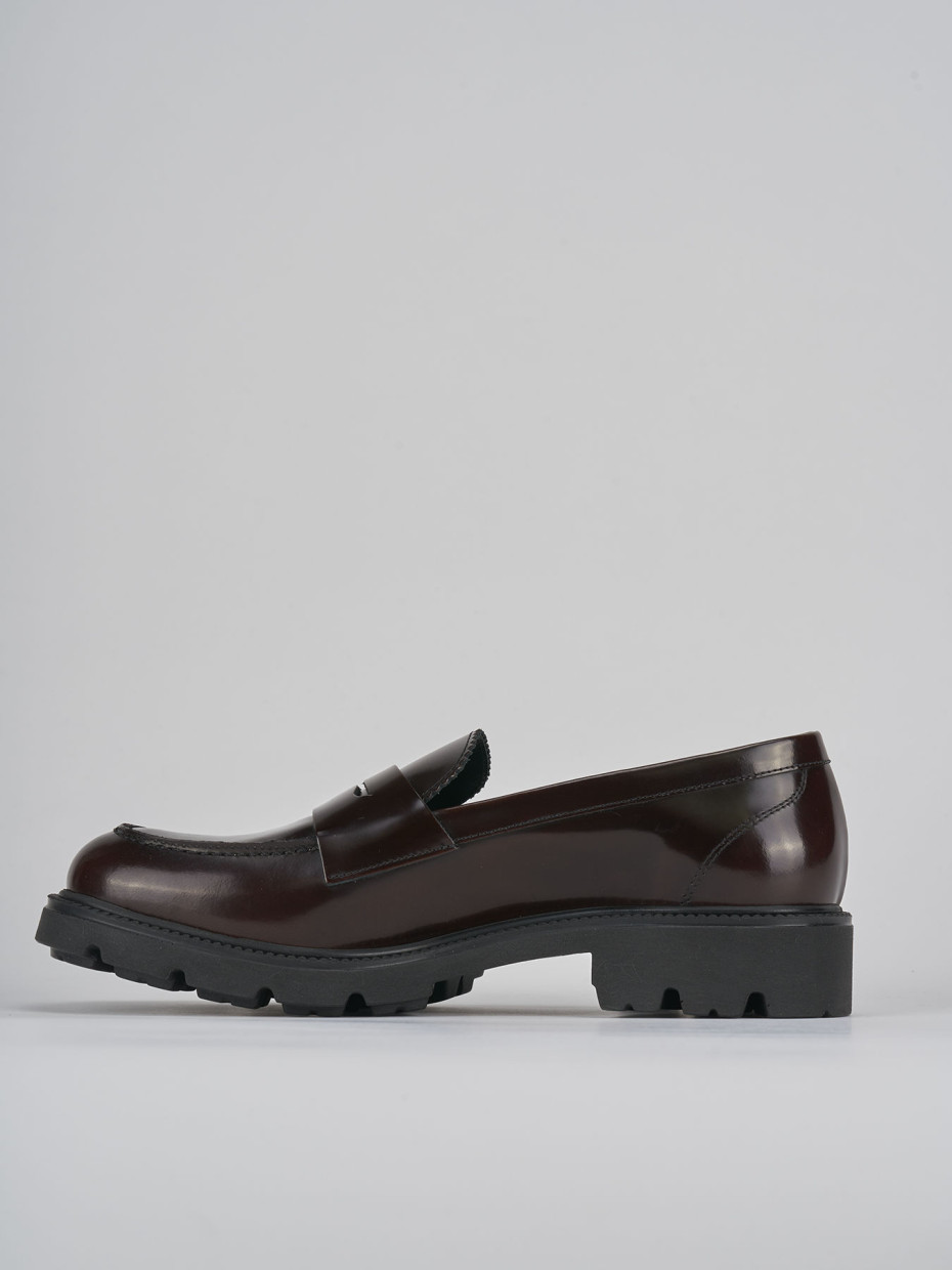 Mocasines tacón 2 cm marrón oscuro cuero