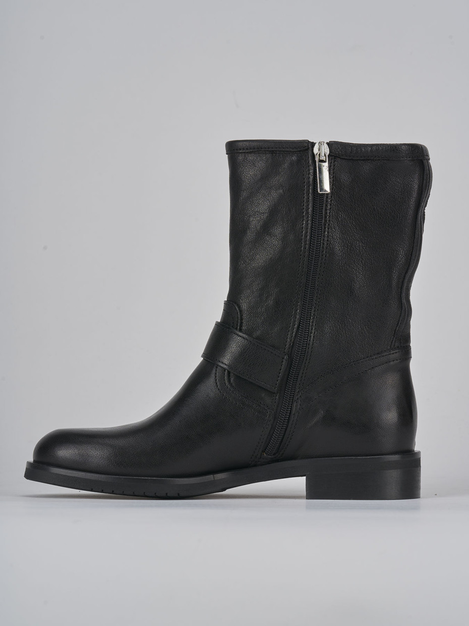 Stivaletti tacco 1cm pelle nero