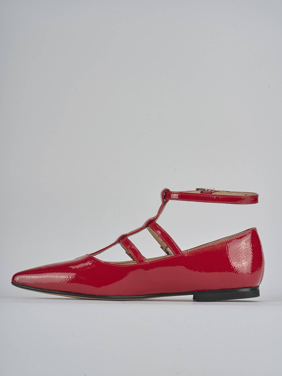 Bailarinas tacón 1 cm rojo charol