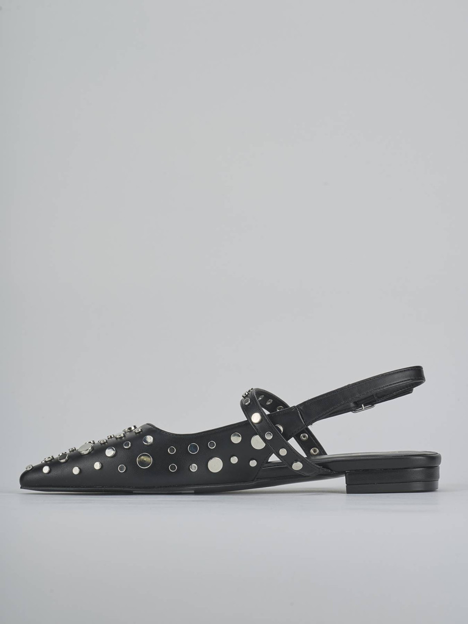 Bailarinas tacón 1 cm negro cuero