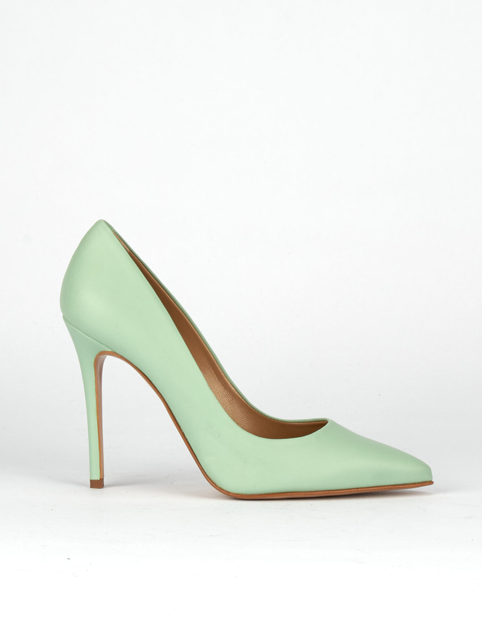 Pumps heel 11 cm green leather