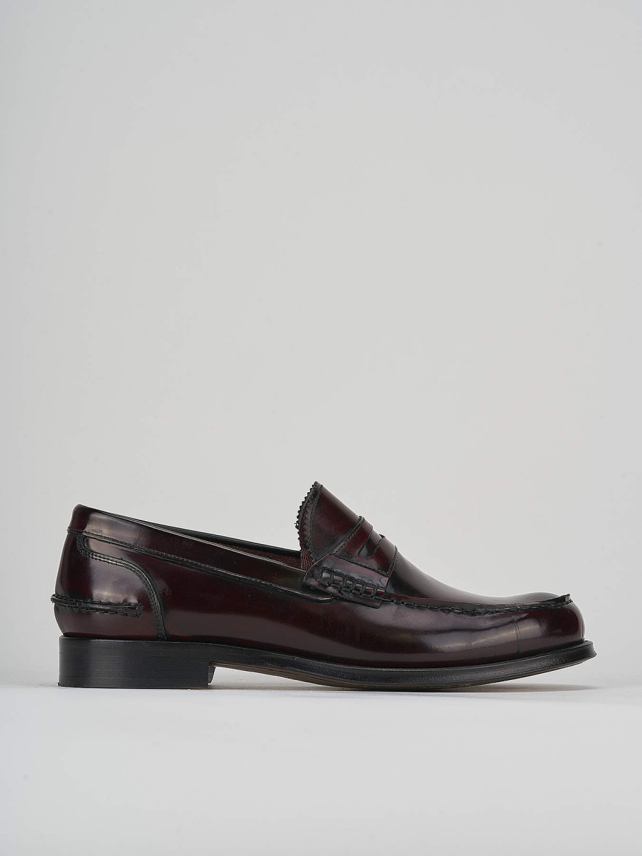 Mocasines tacón 2 cm burdeos cuero