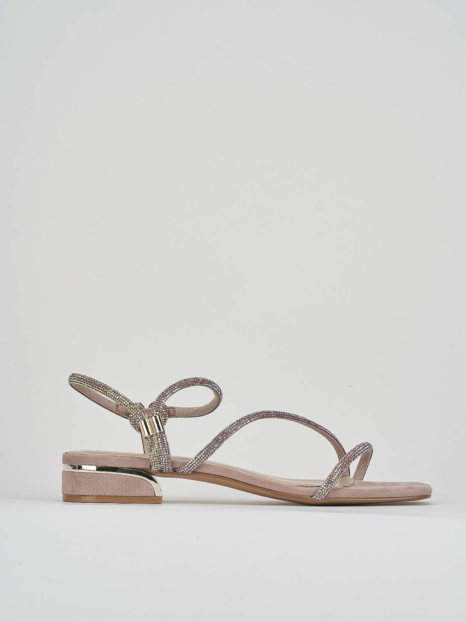 Low heel sandals heel 3 cm pink suede