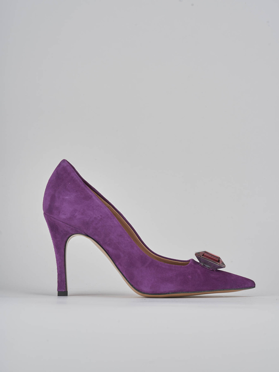 Zapatos de salón tacón 9 cm morado ante