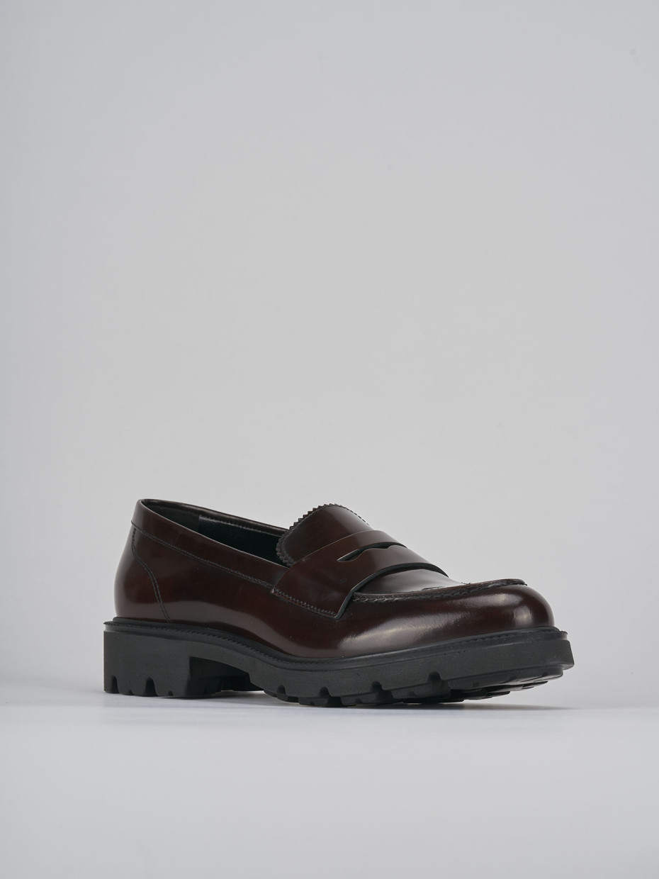 Mocasines tacón 2 cm marrón oscuro cuero
