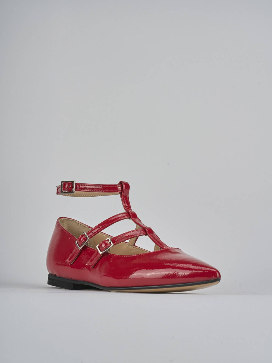 Bailarinas tacón 1 cm rojo charol