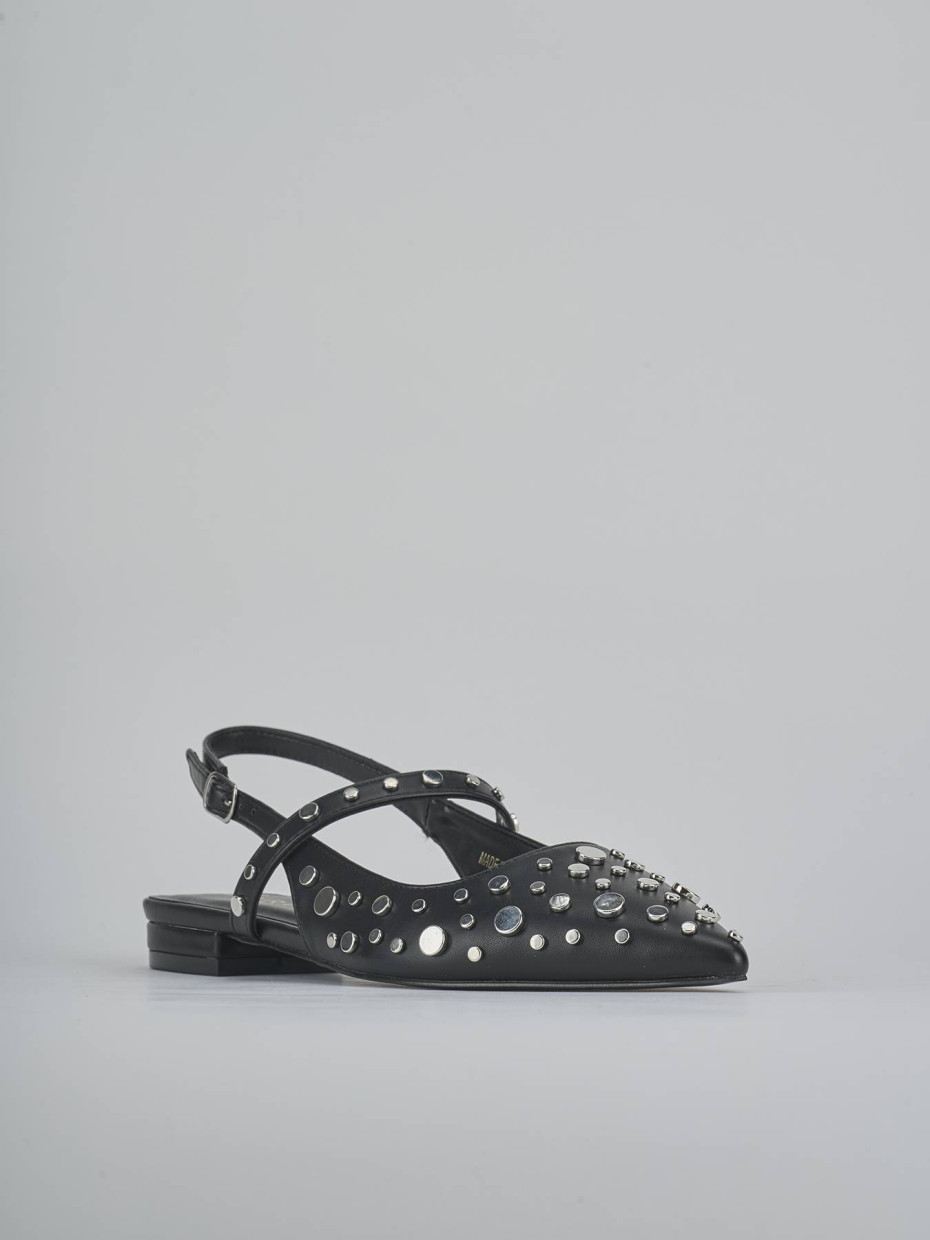 Bailarinas tacón 1 cm negro cuero
