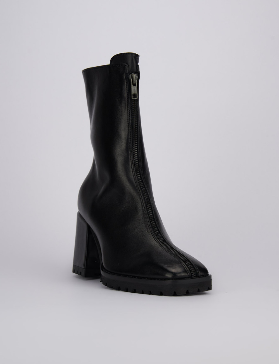 Botines de tacón alto tacón 5 cm negro cuero
