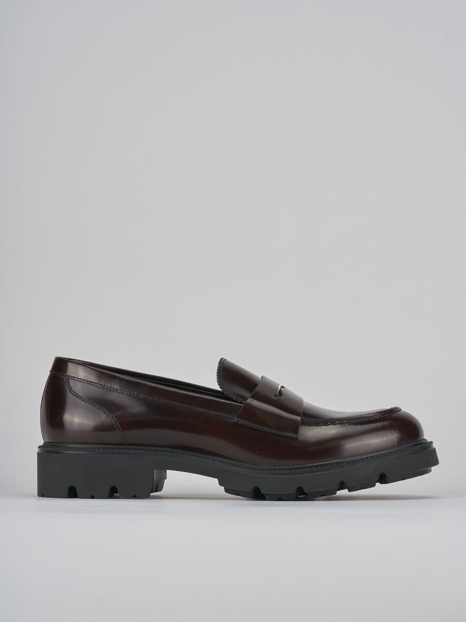 Mocasines tacón 2 cm marrón oscuro cuero