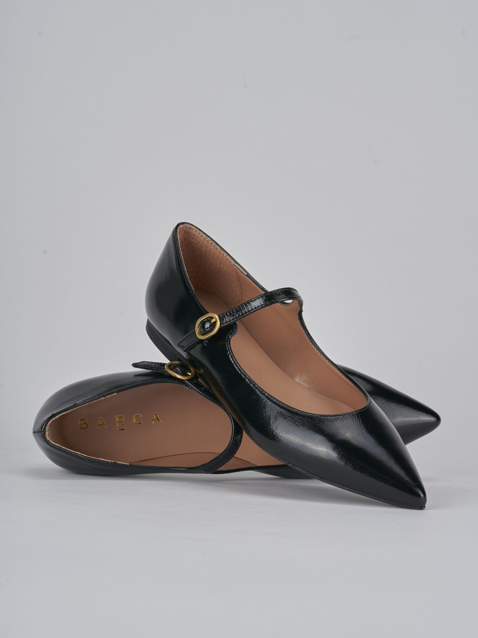 Bailarinas tacón 1 cm negro charol