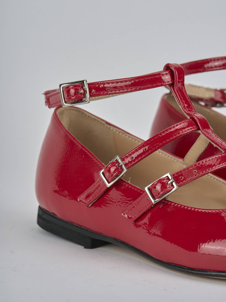 Bailarinas tacón 1 cm rojo charol