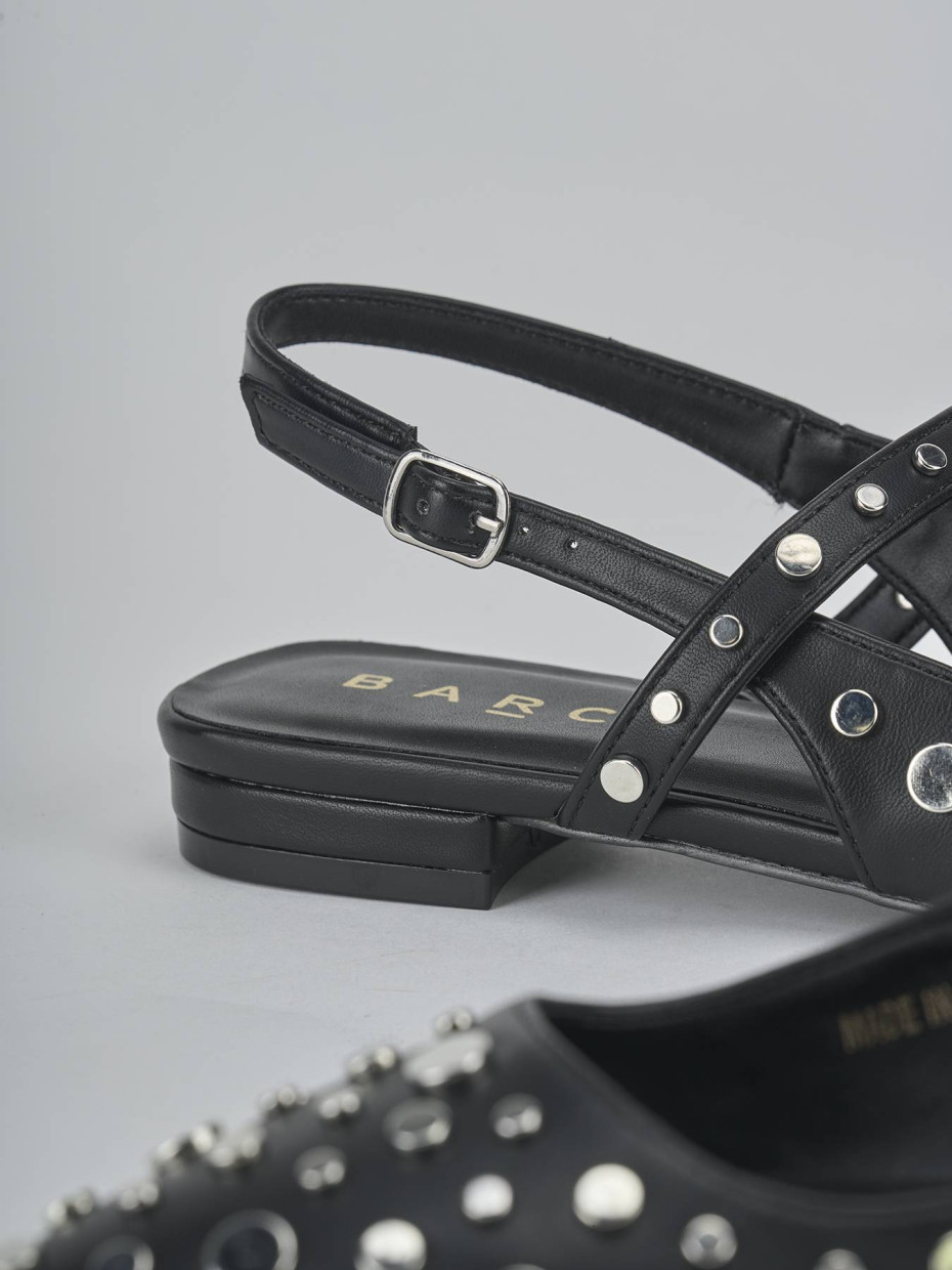 Bailarinas tacón 1 cm negro cuero
