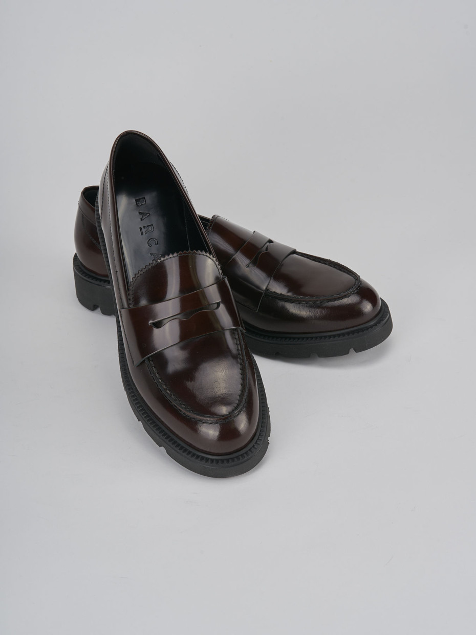 Mocasines tacón 2 cm marrón oscuro cuero