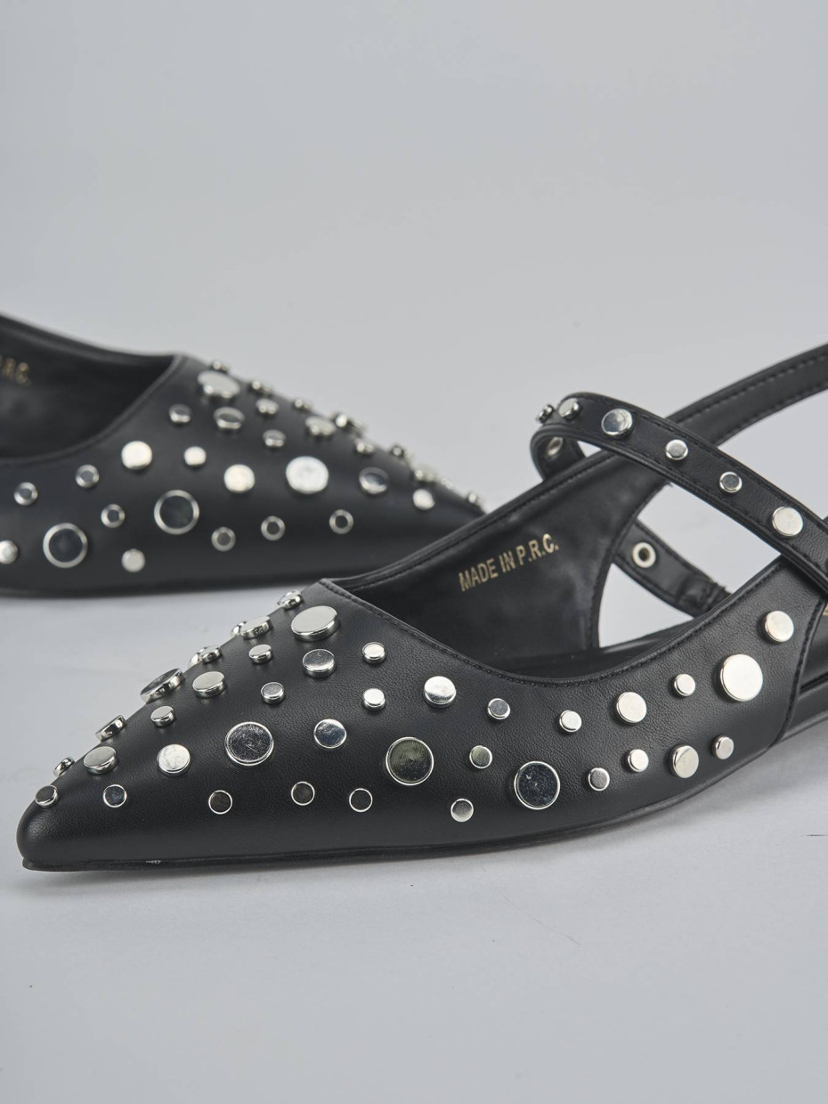 Bailarinas tacón 1 cm negro cuero