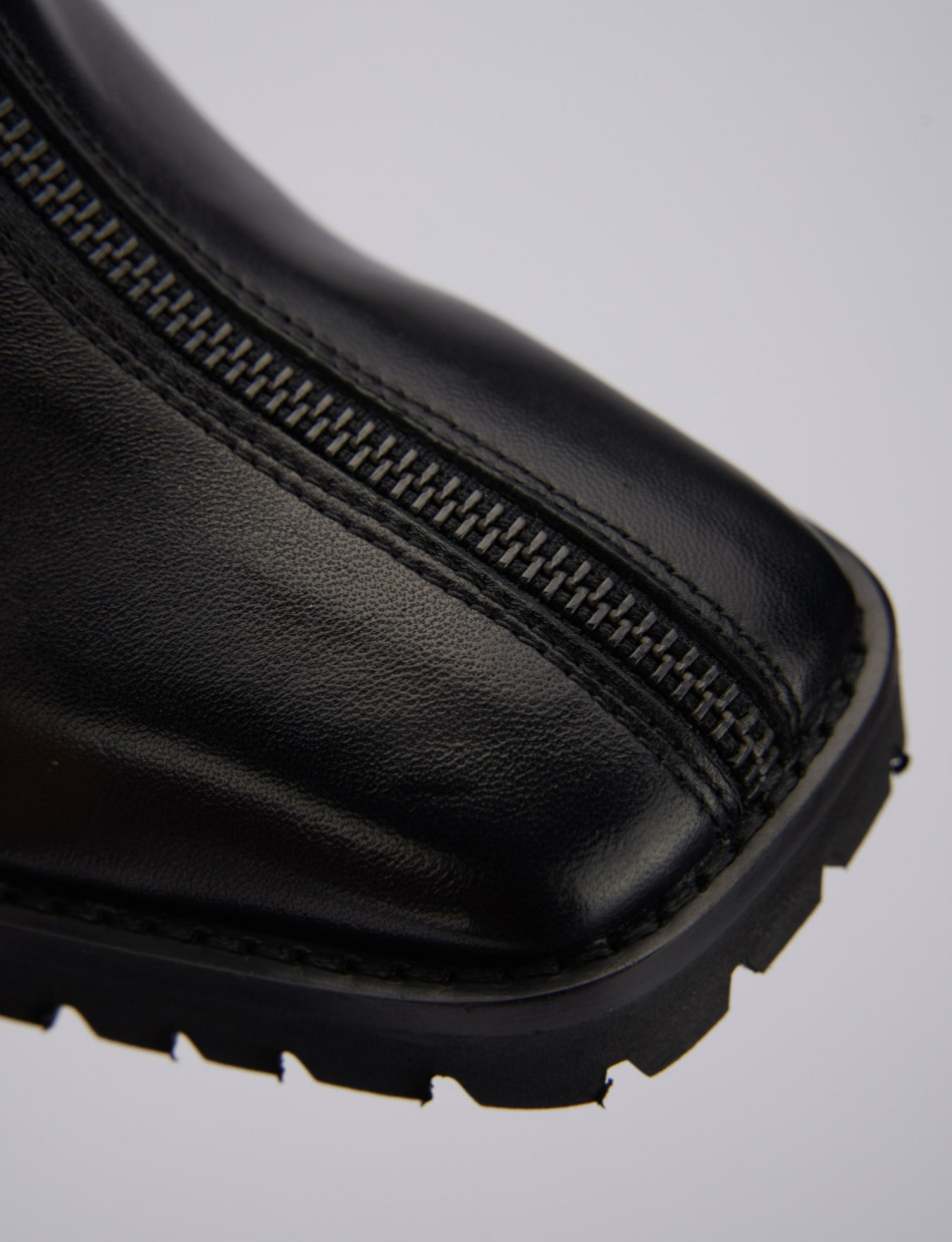 Botines de tacón alto tacón 5 cm negro cuero