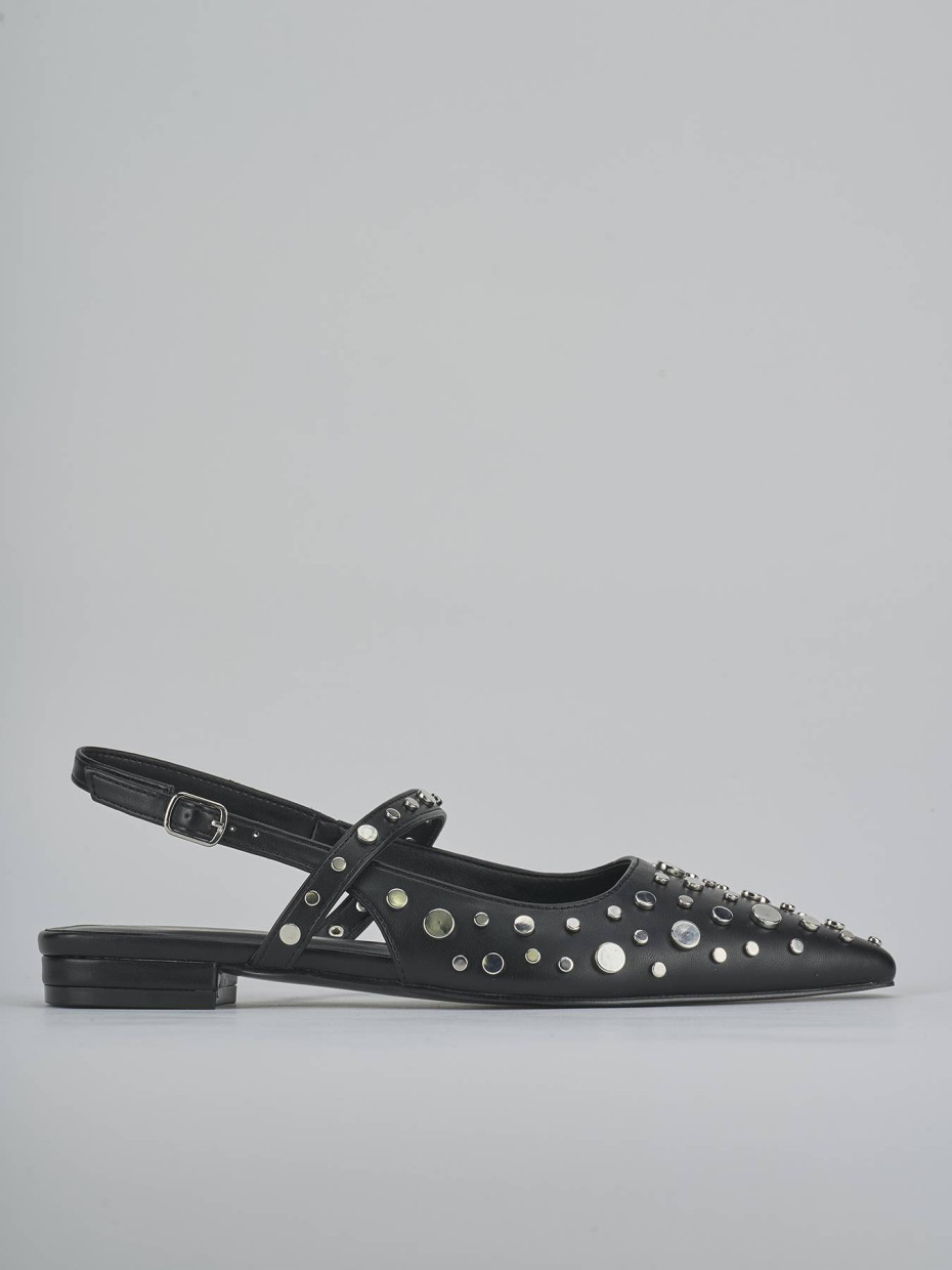 Bailarinas tacón 1 cm negro cuero