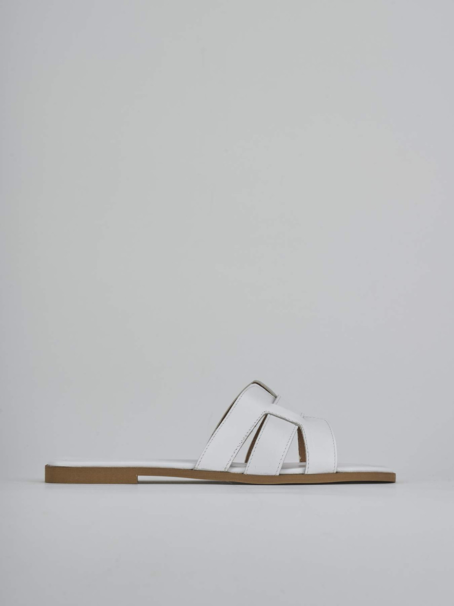 Mules tacón 1 cm blanco cuero