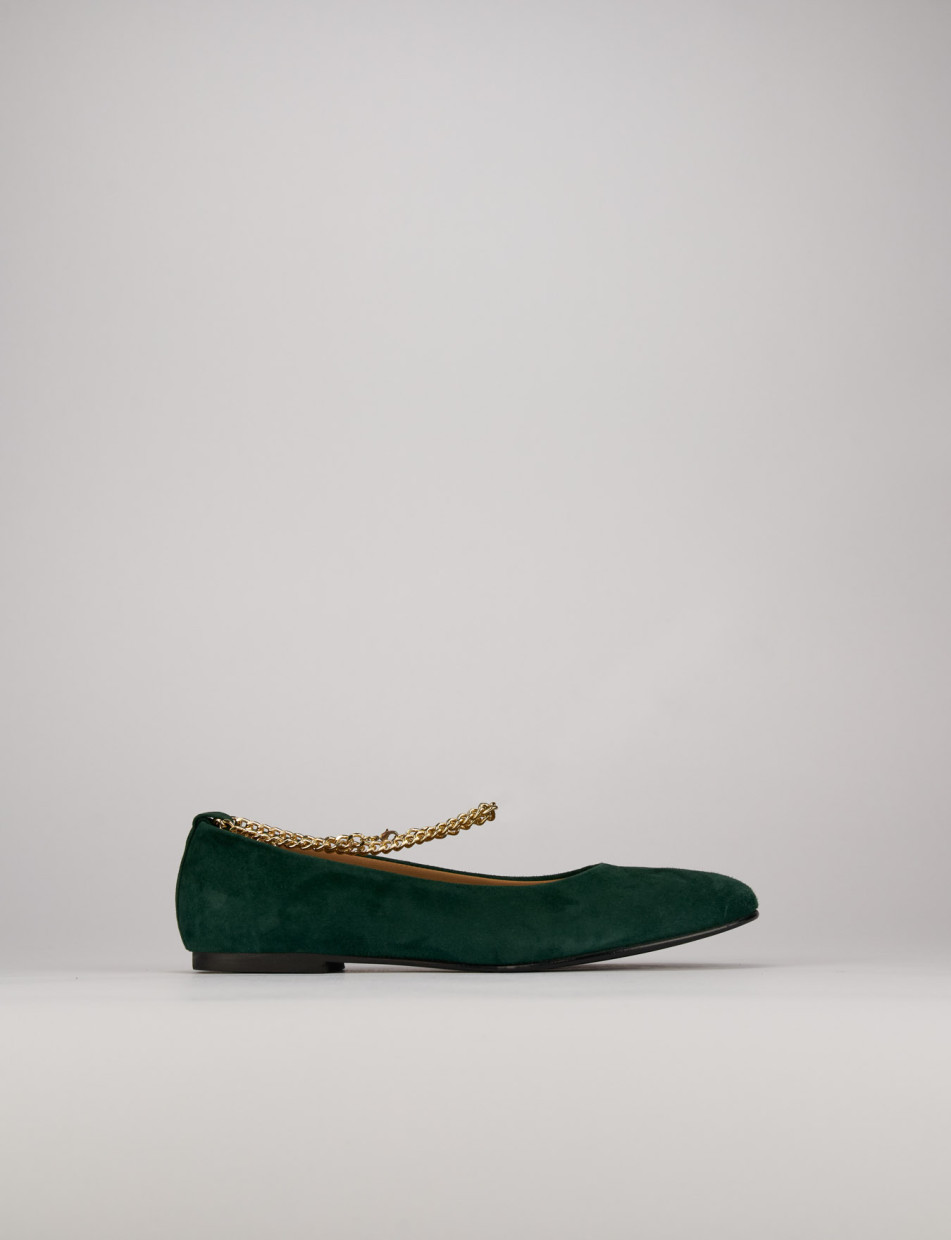 Bailarinas tacón 1 cm verde ante