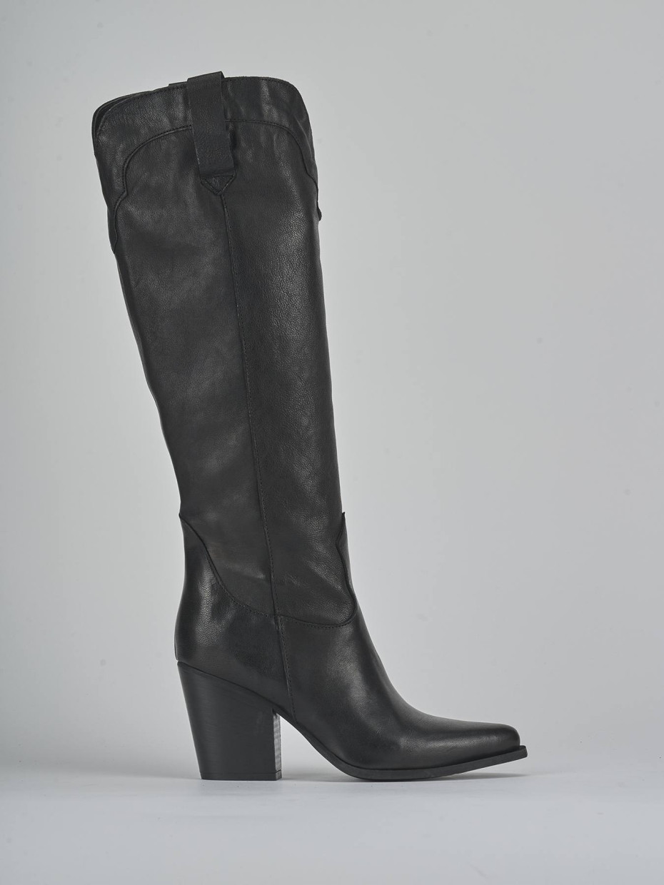 Stivali tacco 7cm pelle nero