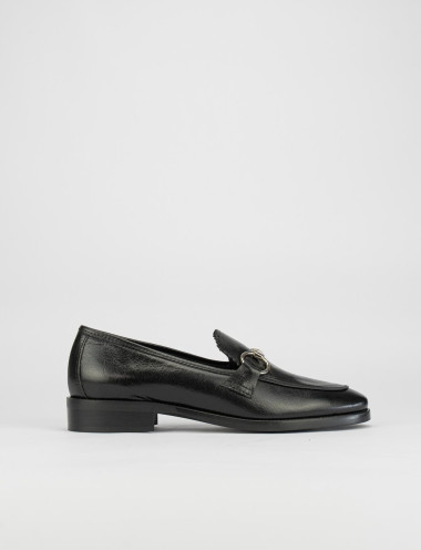 Mocasines tacón 3 cm negro cuero