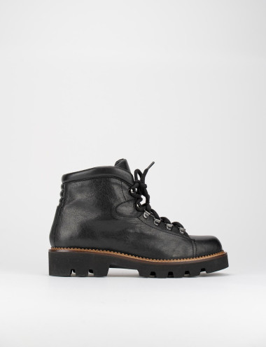 Botas militares tacón 3 cm negro cuero