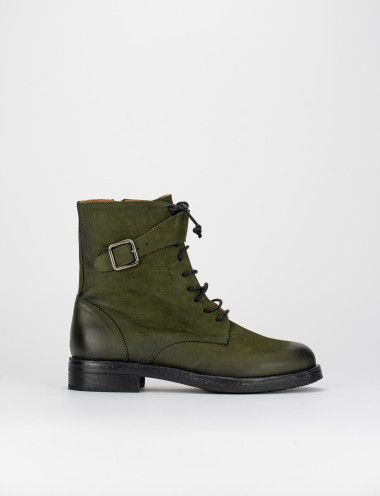Combat boots heel 3 cm green