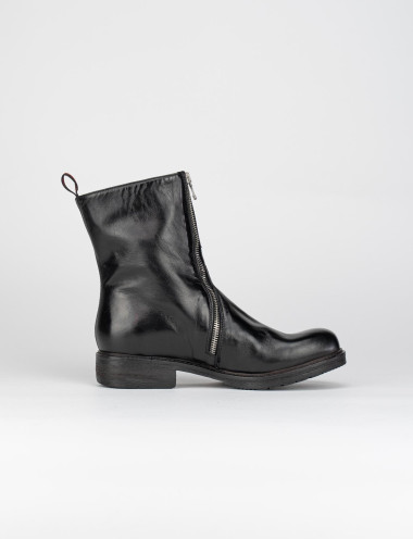 Low heel ankle boots heel 3 cm black leather