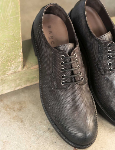Lace-up shoes heel 1 cm dark brown leather