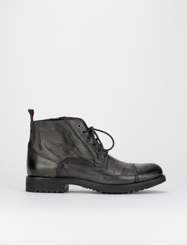 Botas militares tacón 1 cm gris cuero
