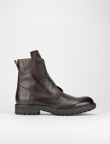 Combat boots heel 1 cm dark brown leather