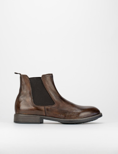Botines tacón 2 cm marrón cuero