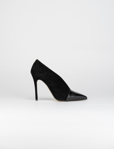 Zapatos de salón tacón 9 cm negro ante