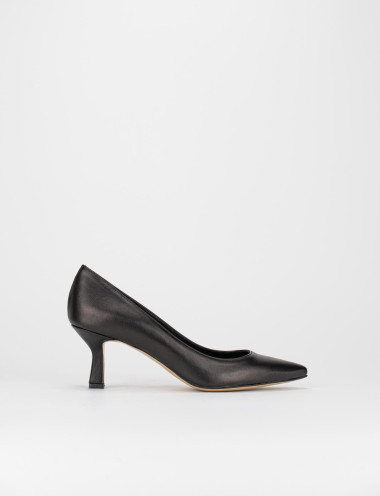 Zapatos de salón tacón 7 cm negro cuero