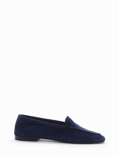 Mocasines tacón 1 cm azul ante
