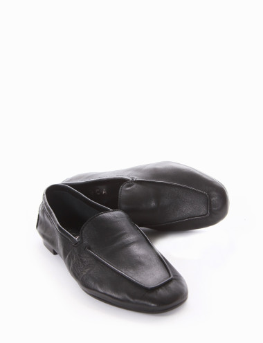 Mocasines tacón 1 cm negro cuero
