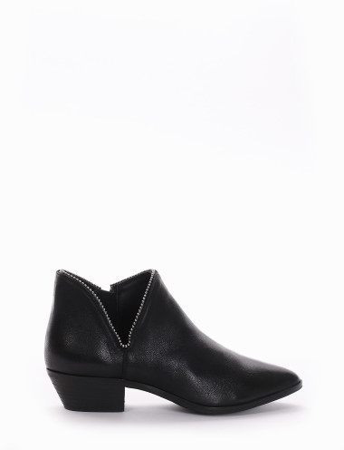 Low heel ankle boots heel 3 cm black leather